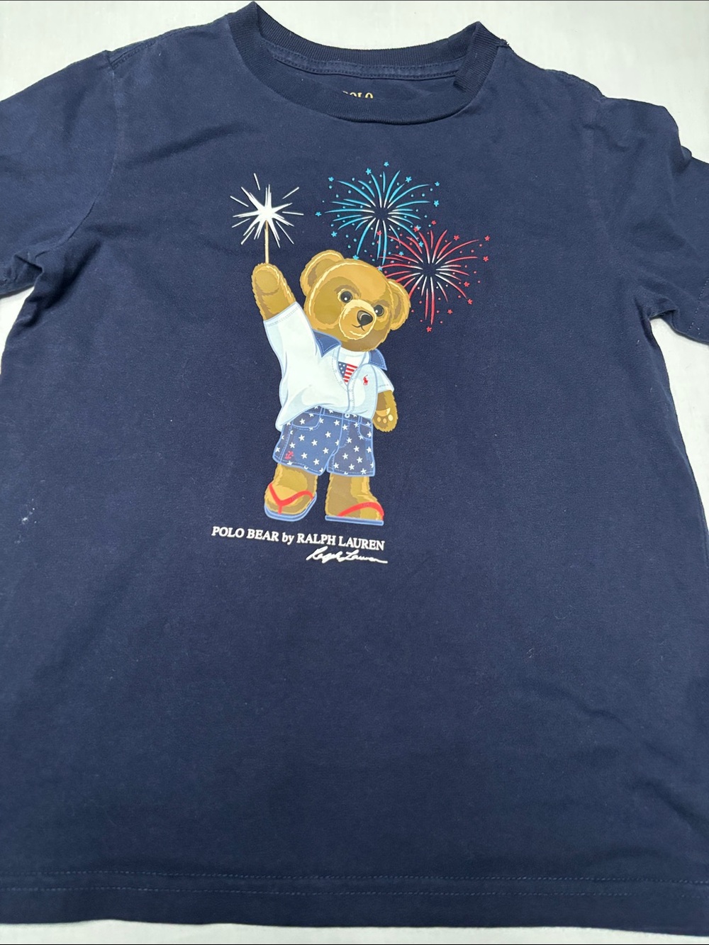 Polo by Ralph Lauren Navy Bear Fireworks Graphic Tee